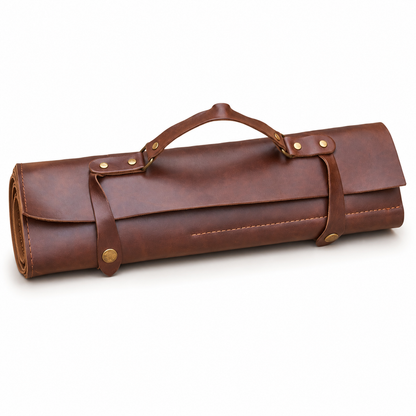 5-Slot Leather Chef Knife Storage Bag